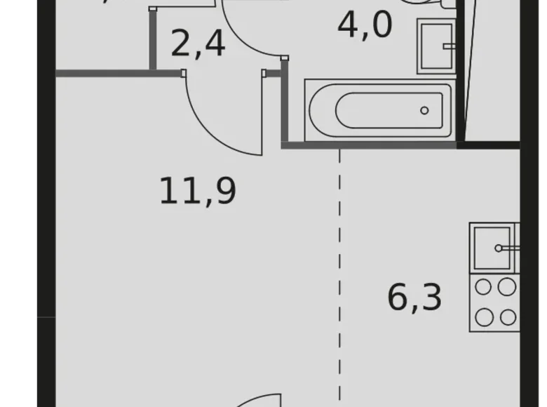 Studio 1 chambre 29 m² Veshki, Fédération de Russie