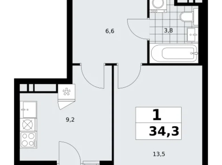 Appartement 1 chambre 34 m² poselenie Sosenskoe, Fédération de Russie