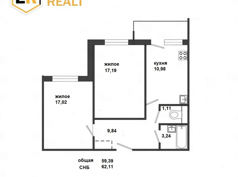 Apartamento 2 habitaciones 59 m² Brest, Bielorrusia