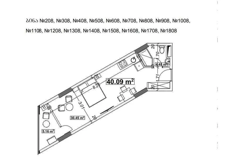 Kawalerka 1 pokój 40 m² Batumi, Gruzja