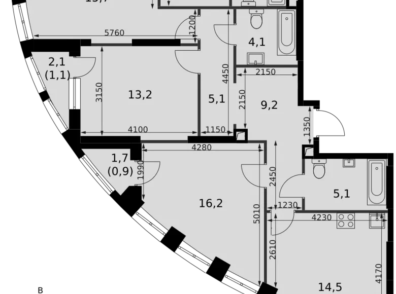 3 room apartment 93 m² Moscow, Russia