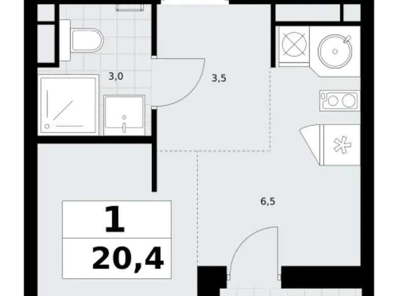 Appartement 1 chambre 20 m² Postnikovo, Fédération de Russie