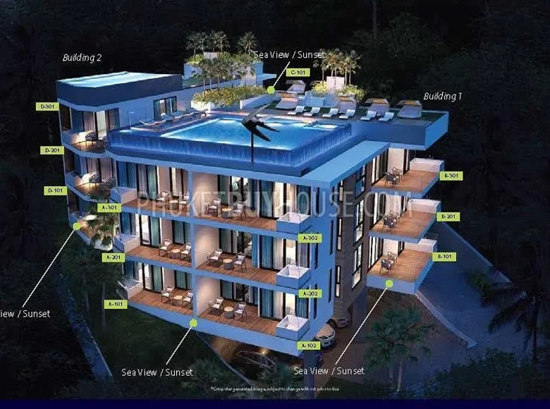 Квартира 2 спальни 57 м² Карон, Таиланд