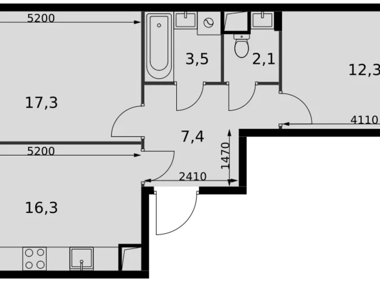 Wohnung 2 zimmer 59 m² Razvilka, Russland