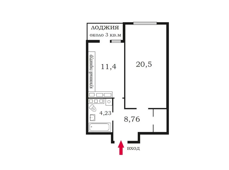 Wohnung 1 Zimmer 46 m² Moskau, Russland