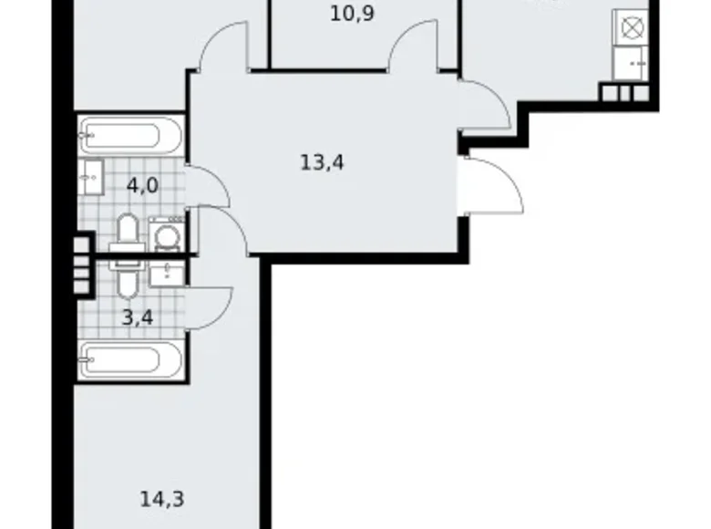 Wohnung 3 zimmer 73 m² poselenie Sosenskoe, Russland