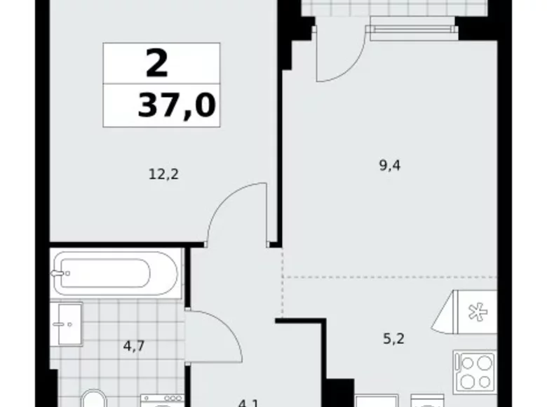Appartement 2 chambres 37 m² poselenie Sosenskoe, Fédération de Russie