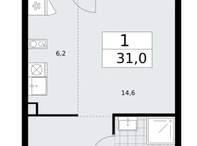 Wohnung 1 zimmer 31 m² Troizk, Russland