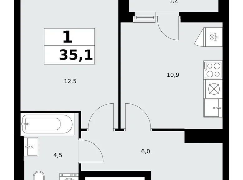 Apartamento 1 habitación 35 m² poselenie Sosenskoe, Rusia