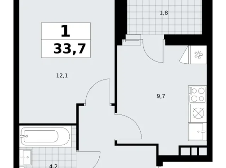 Apartamento 1 habitación 34 m² poselenie Sosenskoe, Rusia