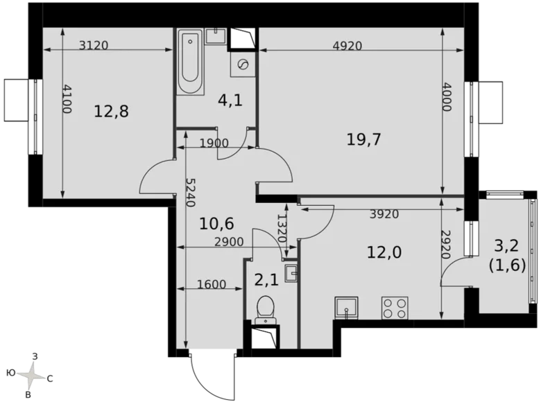 Wohnung 2 zimmer 64 m² Razvilka, Russland