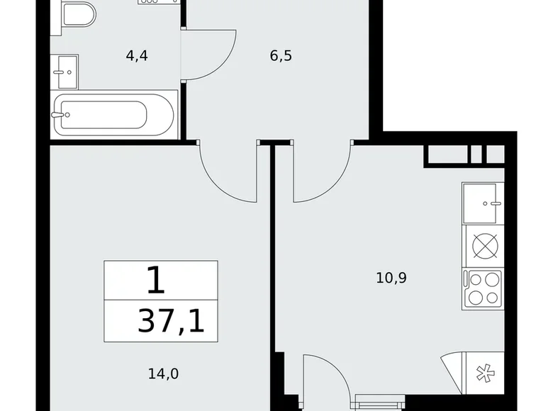 Mieszkanie 1 pokój 37 m² poselenie Sosenskoe, Rosja