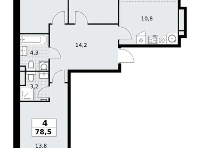 Mieszkanie 4 pokoi 79 m² Postnikovo, Rosja