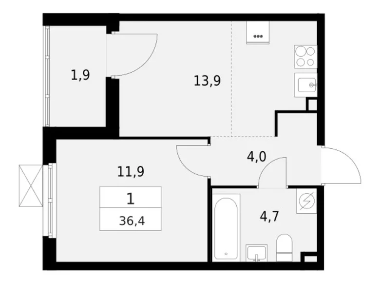 Apartamento 1 habitación 36 m² Krasnoye Selo, Rusia