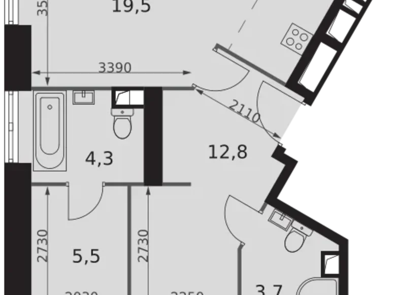 Wohnung 3 zimmer 91 m² Konkovo District, Russland