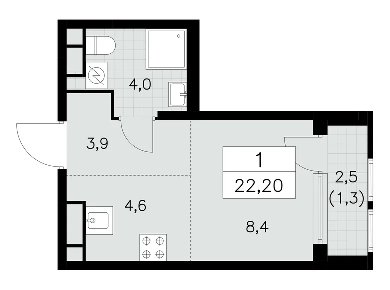 Appartement 1 chambre 22 m² South-Western Administrative Okrug, Fédération de Russie