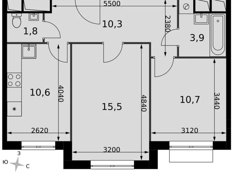 Appartement 2 chambres 53 m² Razvilka, Fédération de Russie