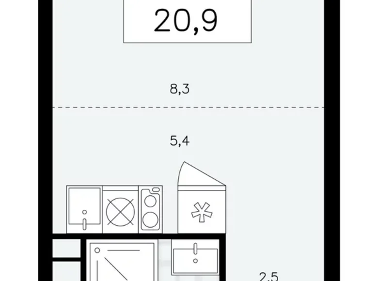 Appartement 1 chambre 21 m² poselenie Sosenskoe, Fédération de Russie