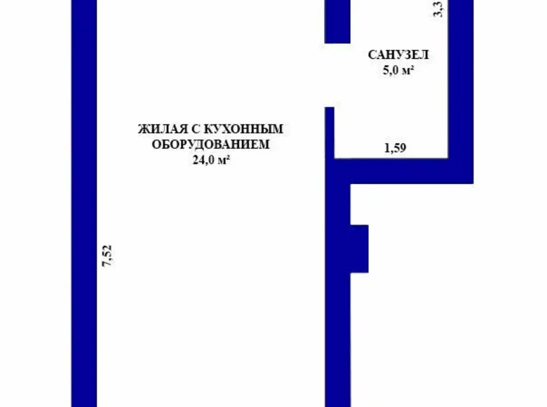 1 room apartment 31 m² Minsk, Belarus