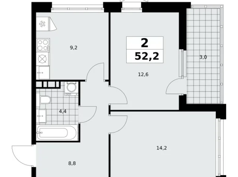 Wohnung 2 zimmer 52 m² Moskau, Russland