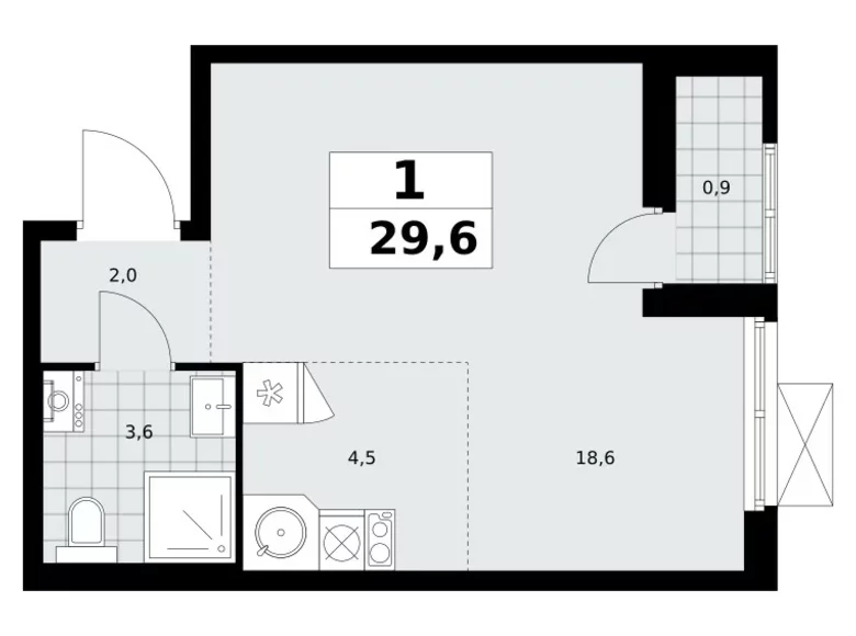 Appartement 1 chambre 30 m² poselenie Sosenskoe, Fédération de Russie