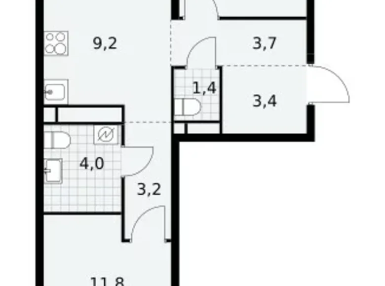 Mieszkanie 3 pokoi 59 m² poselenie Sosenskoe, Rosja