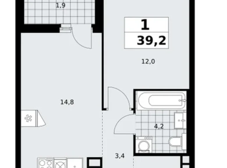 Wohnung 1 zimmer 39 m² poselenie Sosenskoe, Russland