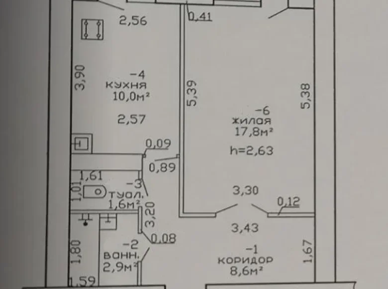 1 room apartment 41 m² Homel, Belarus