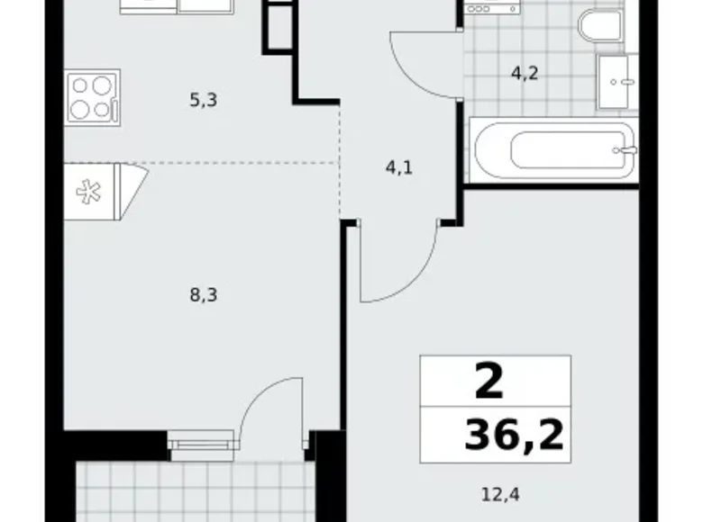 Appartement 2 chambres 36 m² Moscou, Fédération de Russie