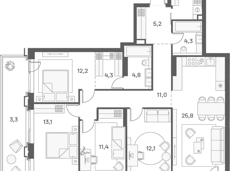 Mieszkanie 5 pokojów 117 m² Moskwa, Rosja