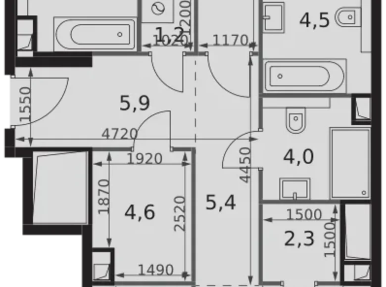 3 room apartment 99 m² Moscow, Russia