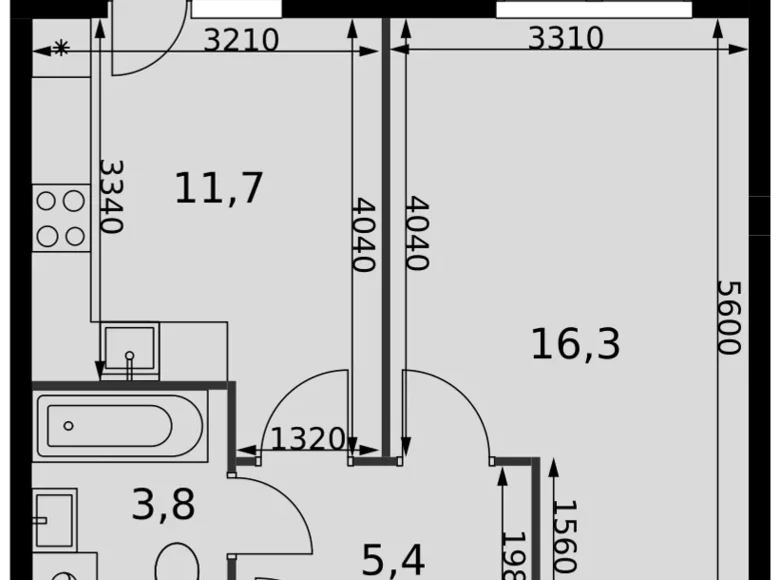 Квартира 1 комната 38 м² Развилка, Россия