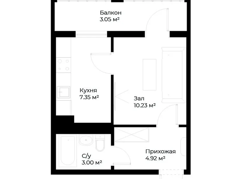 Kvartira 1 xona 29 m² Toshkentda