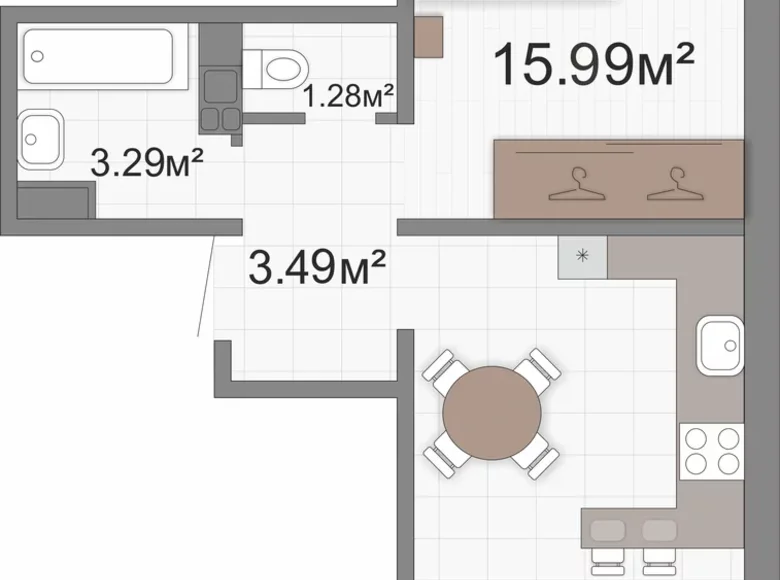 Apartamento 1 habitación 42 m² Viazan, Bielorrusia