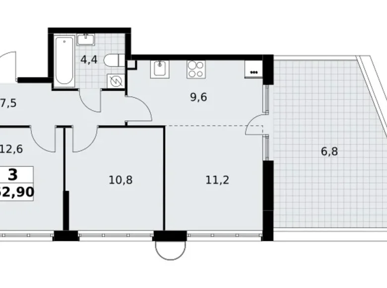 Apartamento 3 habitaciones 63 m² Postnikovo, Rusia