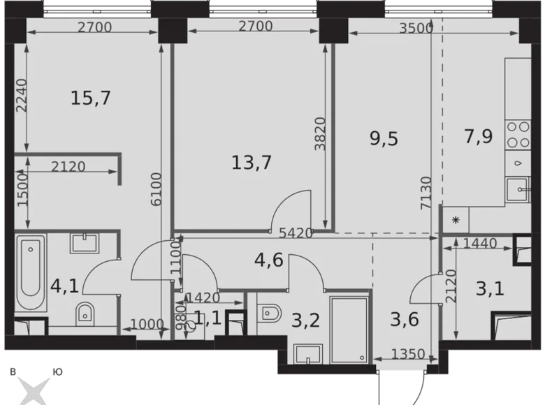 Apartamento 2 habitaciones 67 m² Moscú, Rusia