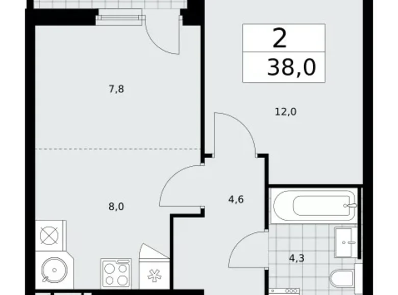 Apartamento 2 habitaciones 38 m² Moscú, Rusia