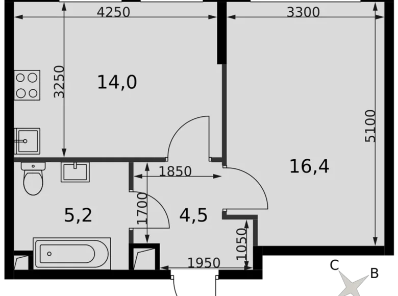 Wohnung 1 zimmer 40 m² Nordwestlicher Verwaltungsbezirk, Russland