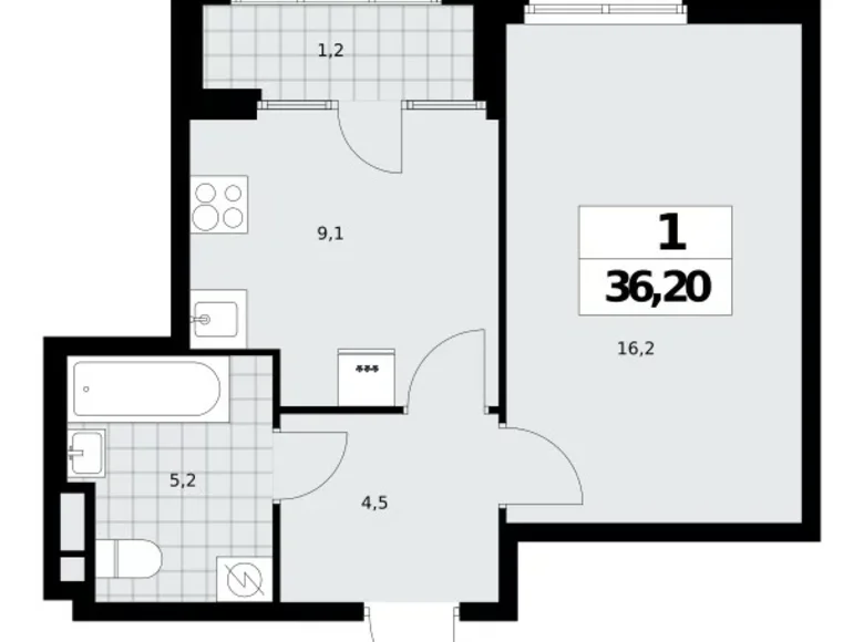 Wohnung 1 zimmer 36 m² Nördlicher Verwaltungsbezirk, Russland