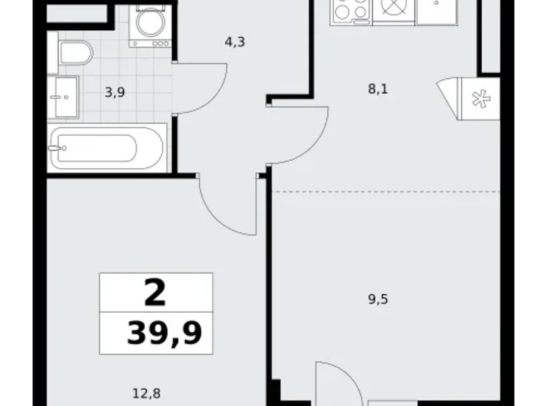 Apartamento 2 habitaciones 40 m² Postnikovo, Rusia