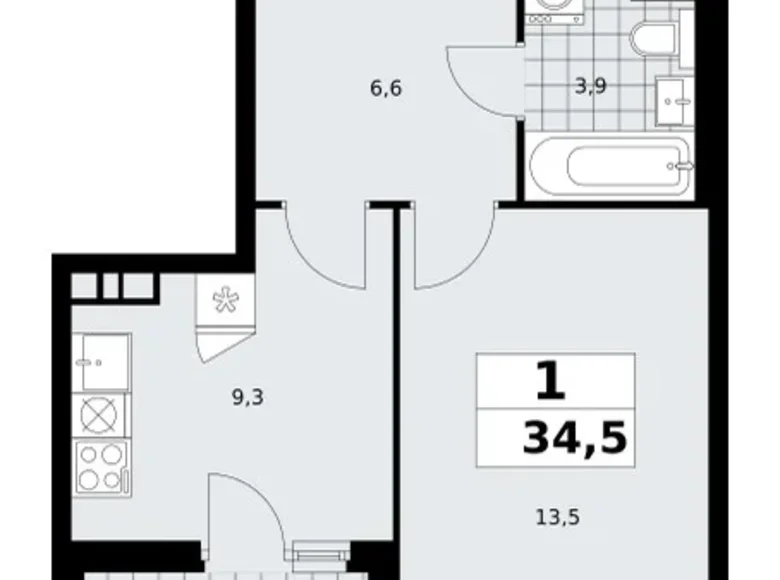 Wohnung 1 zimmer 35 m² poselenie Sosenskoe, Russland