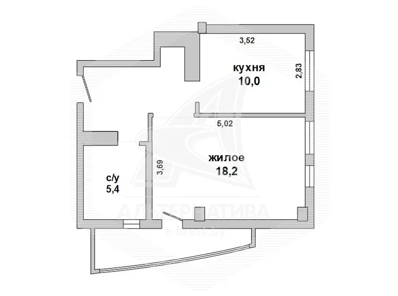 Квартира 1 комната 41 м² Брест, Беларусь