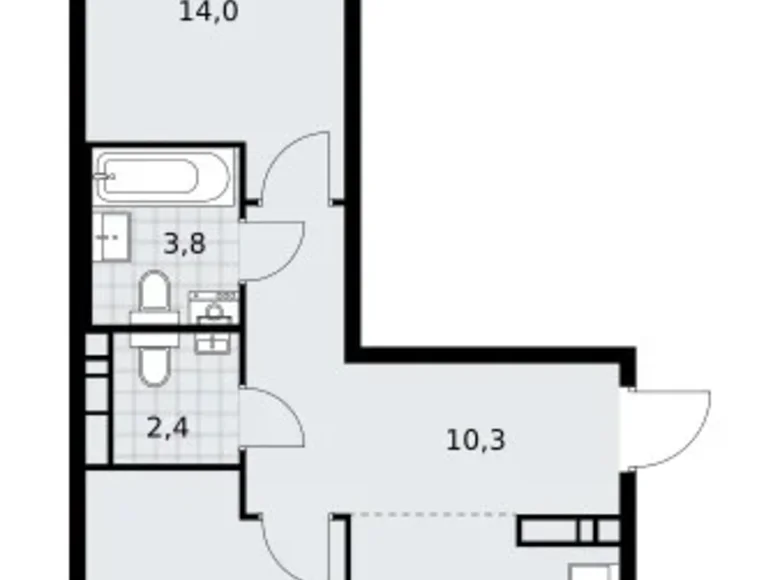 2 room apartment 57 m² poselenie Sosenskoe, Russia