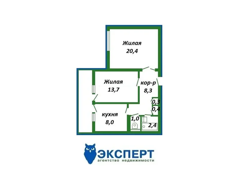 Квартира 2 комнаты 55 м² Минск, Беларусь