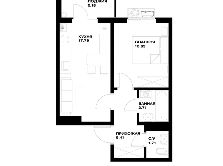 Квартира 1 комната 37 м² Ташкент, Узбекистан