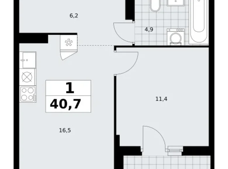 Mieszkanie 1 pokój 41 m² Troick, Rosja