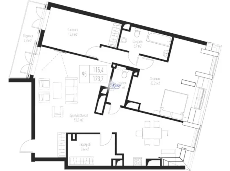 Mieszkanie 3 pokoi 123 m² Królewiec, Rosja
