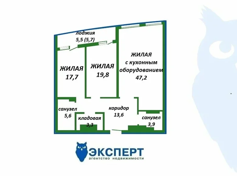 3 room apartment 117 m² Minsk, Belarus