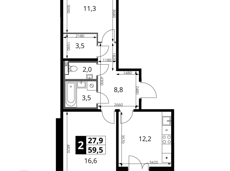 Apartamento 2 habitaciones 60 m² Leninsky District, Rusia