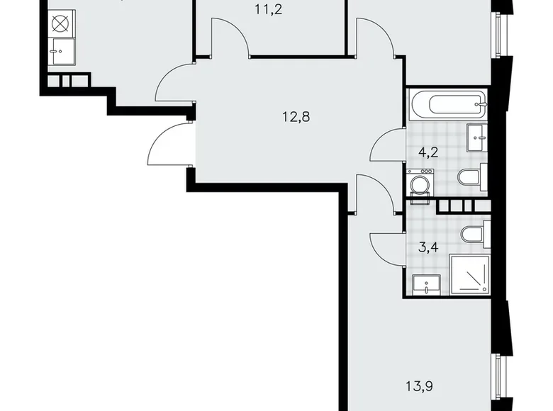 3 room apartment 73 m² poselenie Sosenskoe, Russia